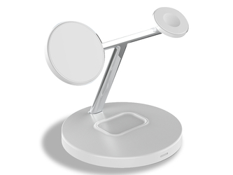 Stojací bezdrátová nabíječka 3v1 bílá