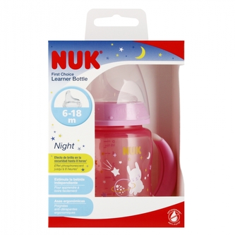 NUK Butelka 150 ml 6-18m z uchwytem First Night różowa 10743998 NUK Butelka 150 ml 6-18m z uchwytem First Night różowa 10743998