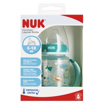 NUK Butelka 150 ml 6m  z uchwytem First turkus 10215335 NUK Butelka 150 ml 6m  z uchwytem First turkus 10215335