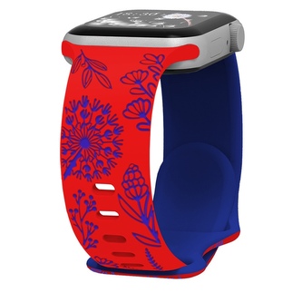 Řemínek gravírované pampelišky pro Apple Watch 38/40/41/42(S10)mm,Červeno-modrá