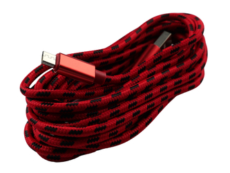 Pletený kabel USB na MICRO-USB 3m,Červeno-Černý