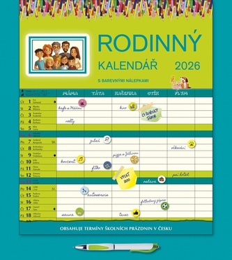 Rodinný kalendář 2026 - nástěnný kalendář