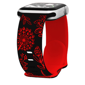Řemínek gravírované pampelišky pro Apple Watch 38/40/41/42(S10)mm,Černo-Červená