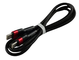 Pletený kabel 1m USB-C na USB-C,Černo-Červený