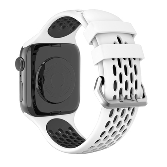 Perforovaný řemínek s dvojitým zapínáním pro Apple Watch 38/40/41/42(S10)mm,Bílo-Černý