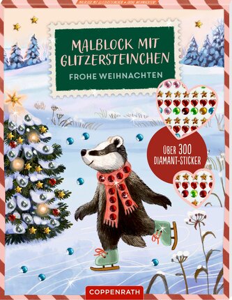 Malblock mit Glitzersteinchen - Frohe Weihnachten!