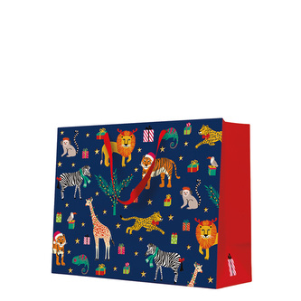 Dárková taška horizontální - Animals in a Christmas mood 33,5x26,5x13 cn