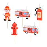 Sada narozeninových svíček 5 ks hasiči - Party Pal