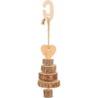 Vánoční okusovací stromek k zavěšení, ø 7 × 28 cm, dřevo/sisal