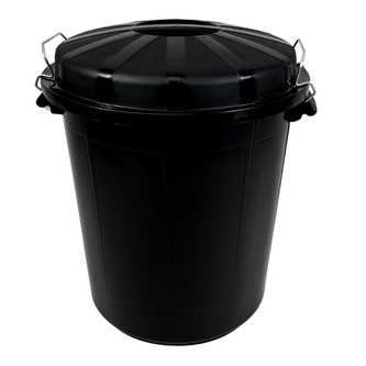 Denox nádoba na odpad s víkem INDUSTRIAL, 70 L, bezpečnostní uzavírání, černý, pevný plast