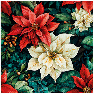 Ubrousky PAW L 33x33cm Poinsettia On Black