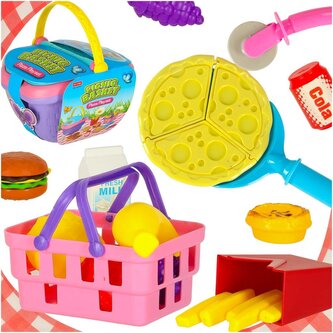 Piknikový koš s rychlým občerstvením - pizza, burger