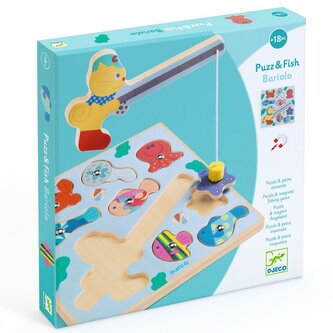 DJECO Vkládací puzzle Rybolov s kočičkou