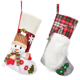 Punčocha se sněhulákem a se skřítkem 43 cm, set 2 ks