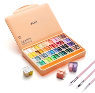 HIMI kvašové barvy - Twin Cup Gouache Set – 48 barev + 3 štětce