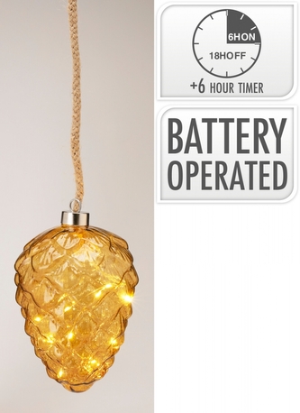 Skleněná LED šiška s časovačem, 21 cm Skleněná LED šiška s časovačem, 21 cm