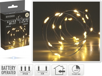 Světelný řetěz 405 cm, 80 mikro LED s časovačem, teplé bílé světlo
