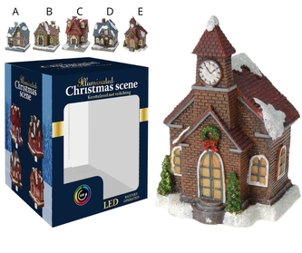 LED domeček z umělého kamene E, 12 cm