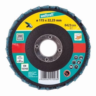 Tarcza lamelkowa 115 mm Wolfcraft - z włókniną / szlifowanie delikatne Tarcza lamelkowa 115 mm Wolfcraft - z włókniną / szlifowanie delikatne