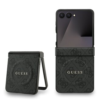 Guess PU Leather 4G Colored Ring Magnetic Zadní Kryt pro Samsung Galaxy Z Flip 7 Black