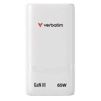 Verbatim GaN cestovní adaptér Fold 'n' Go 65W, 1×USB-C PD, 1×USB-A QC, EU konektor, bílá Verbatim GaN cestovní adaptér Fold 'n' Go 65W, 1×USB-C PD, 1×USB-A QC, EU konektor, bílá