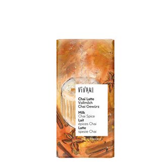 Čokoláda mléčná s kořením Chai latte 80 g BIO   VIVANI