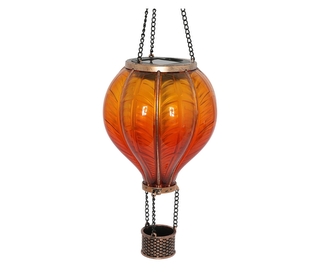 Závěsný, červený balón 46,5 cm, LED / solární