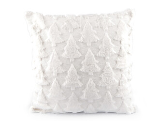 Vánoční povlak na polštář plyšový se stromečky 45x45 cm - 1 ks - 1 bílá