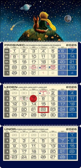 Tříměsíční kalendář 2026 LUXUS - MALÝ PRINC Tříměsíční kalendář 2026 LUXUS - MALÝ PRINC