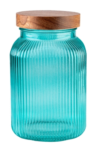 DuraHome Dóza s dřevěným šroubovacím uzávěrem, 2l, tyrkys DuraHome Dóza s dřevěným šroubovacím uzávěrem, 2l, tyrkys