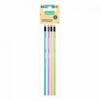 Ołówek z gumką HB trójkątny pastel 4szt Ołówek z gumką HB trójkątny pastel 4szt