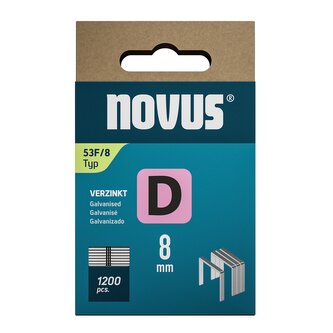Novus tenké, ploché drátové sponky typ D, 53 F/8 mm, 1200 ks