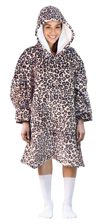 Cozy Noxxiez CH371 Leopard potisk - hřejivá televizní mikinová deka s kapucí pro teenagery a dospělé Cozy Noxxiez CH371 Leopard potisk - hřejivá televizní mikinová deka s kapucí pro teenagery a dospělé