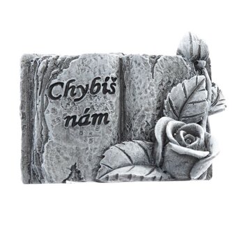 Polyresinová kniha s růží "Chybíš nám", 12/144