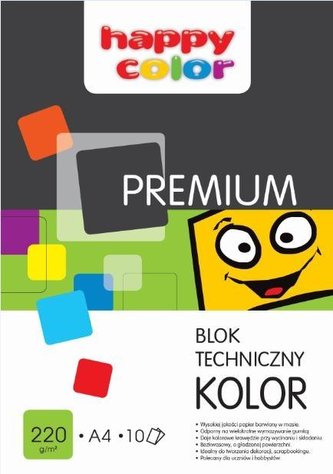 Blok techniczny kolor A4/10K Premium HAPPY COLOR