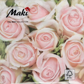 Serwetka papierowa 3warstwowa 33x33 Kwiat róża różowa op20szt POL-MAK SLOG056101