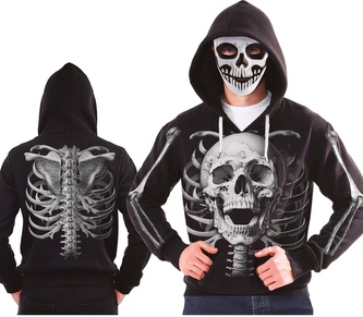 Pánská mikina s maskou - Kostra - Halloween - Velikost L L 52/54