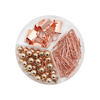 Kancelářská sada 3v1 kancelářské sponky/spony do pořadače/spony - medená barva