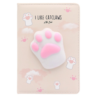 Dětský zápisník A5, 80 listů, měkké PU desky - Kočičí tlapka