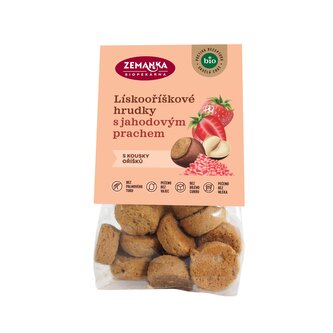 Hrudky lískooříškové s jahodovým prachem 100 g BIO ZEMANKA Hrudky lískooříškové s jahodovým prachem 100 g BIO ZEMANKA