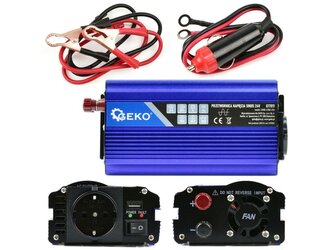 Měnič napětí 24/230V 300W/600W, čistá sinusovka GEKO