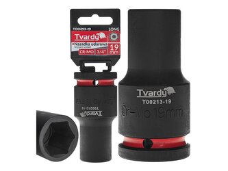 Rázová nástrčná hlavice prodloužená 3/4", 19 mm, CrMo - TVARDY Rázová nástrčná hlavice prodloužená 3/4", 19 mm, CrMo - TVARDY