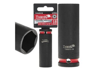 Rázová nástrčná hlavice prodloužená 1/2", 18 mm, CrMo - TVARDY Rázová nástrčná hlavice prodloužená 1/2", 18 mm, CrMo - TVARDY