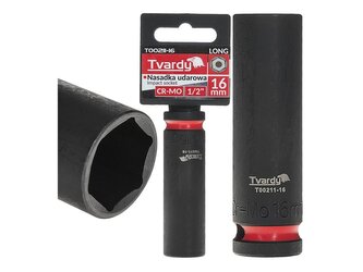 Rázová nástrčná hlavice prodloužená 1/2", 16 mm, CrMo - TVARDY Rázová nástrčná hlavice prodloužená 1/2", 16 mm, CrMo - TVARDY