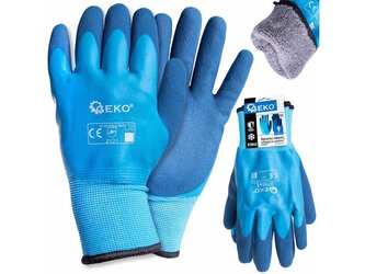 Voděodolné, zimní pracovní rukavice, bavlna - latex, velikost 9 - GEKO