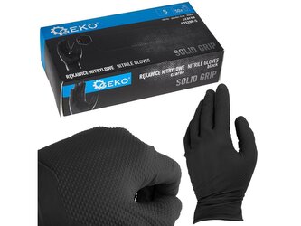 Nitrilové rukavice Solid Grip 3D, pevné, odolné chemikáliím, 50 ks, černé, velikost S - GEKO
