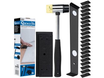 Sada pro pokládku plovoucí podlahy – kladivo, lžíce a klínky, 23 ks - GEKO