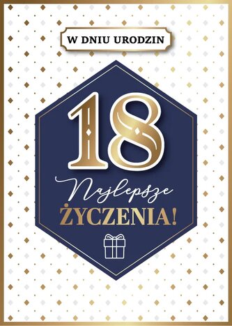 Karnet GM 18 Urodziny, niebieski, złote rąby GM-1213