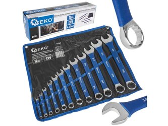 Klíče očkoploché 6 - 32 mm, s pogumovanou rukojetí, sada 12 ks GEKO