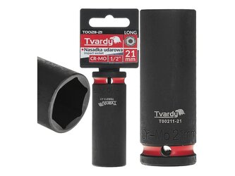 Rázová nástrčná hlavice prodloužená 1/2", 21 mm, CrMo - TVARDY Rázová nástrčná hlavice prodloužená 1/2", 21 mm, CrMo - TVARDY